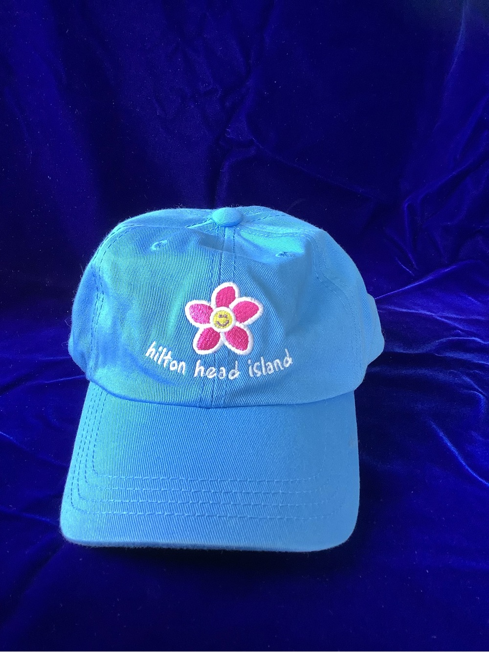 Kids Hilton Head Island Blue Flower Embroidered Baseball Cap